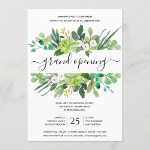 WATERCOLOR FOLIAGE FRAME GRAND OPENING CEREMONY INVITATION