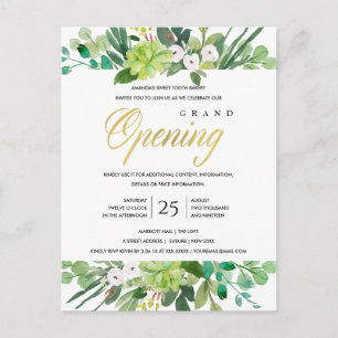 WATERCOLOR FOLIAGE FRAME GRAND OPENING CEREMONY POSTCARD
