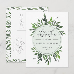 watercolor foliage graduation announcement/invite announcement postcard