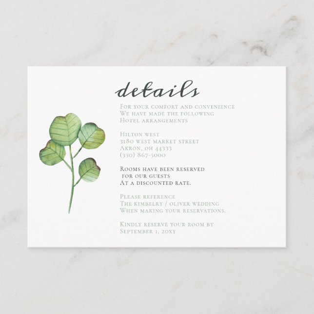 Watercolor Foliage Greenery Wedding Enclosure Card (Front)