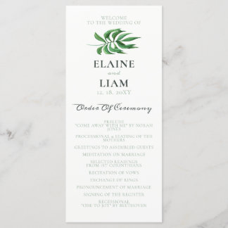 Watercolor Foliage Greenery Wedding Programs
