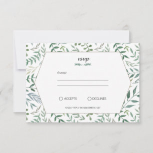 Watercolor Foliage Greenery Wedding RSVP Card