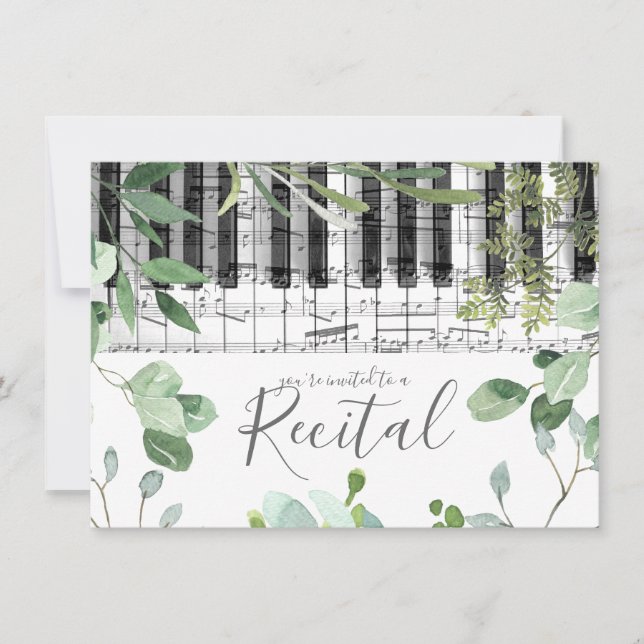 watercolor foliage music recital invitation (Front)