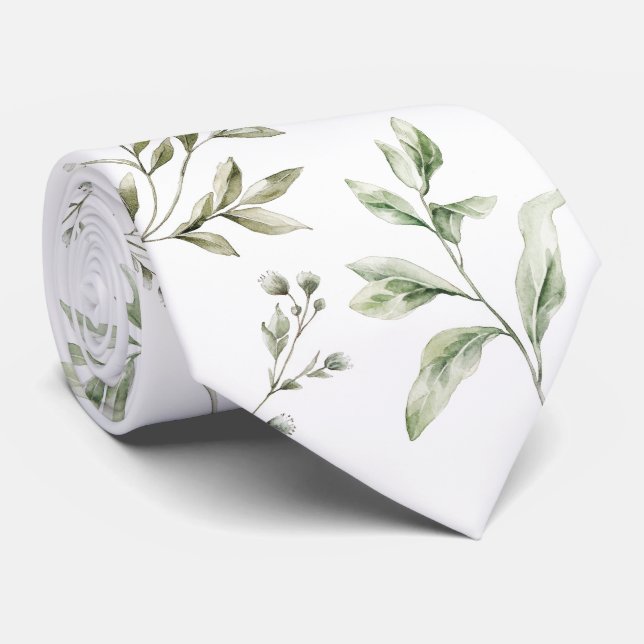 Watercolor foliage neck tie (Rolled)
