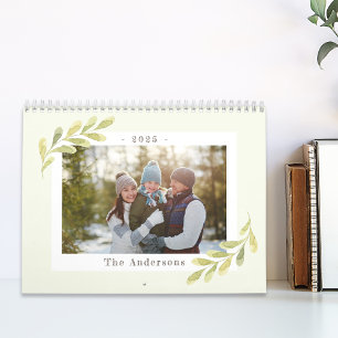 Watercolor Foliage Personalised Photo Calendar