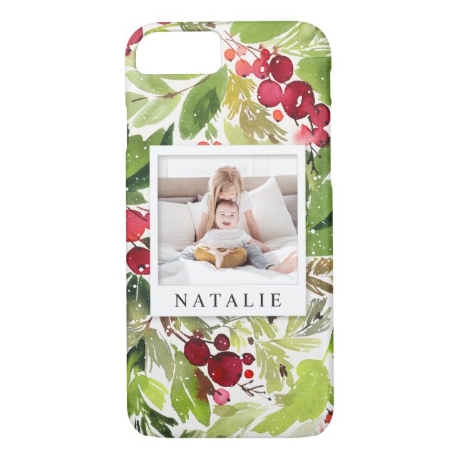 Watercolor foliage photo christmas Case-Mate iPhone case (Back)