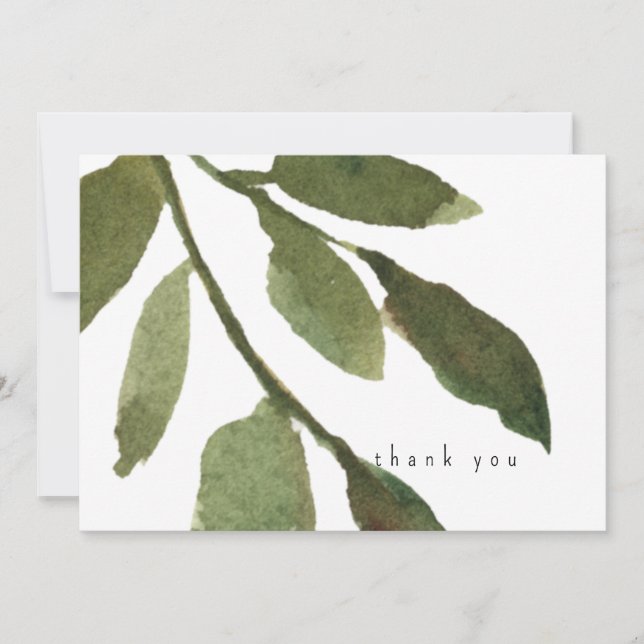 Watercolor Foliage Stem Simple Funeral Thank You (Front)