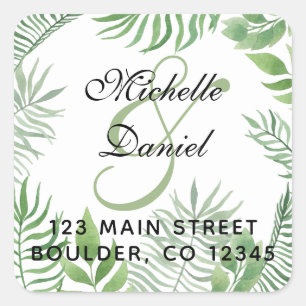 Watercolor Foliage Wedding  Address Label