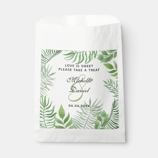 Watercolor Foliage Wedding Favour Bag (Front)