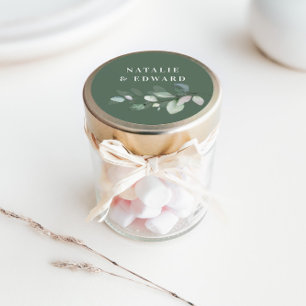 Watercolor foliage wedding favour classic round sticker