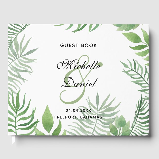 Watercolor Foliage Wedding Guest Book (Front)