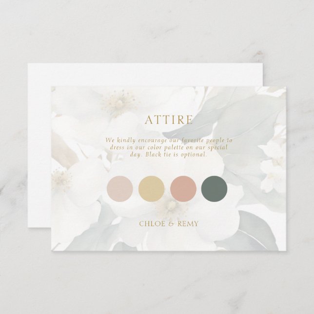 Watercolor Foliage Wedding Pastel Attire Card (Front/Back)