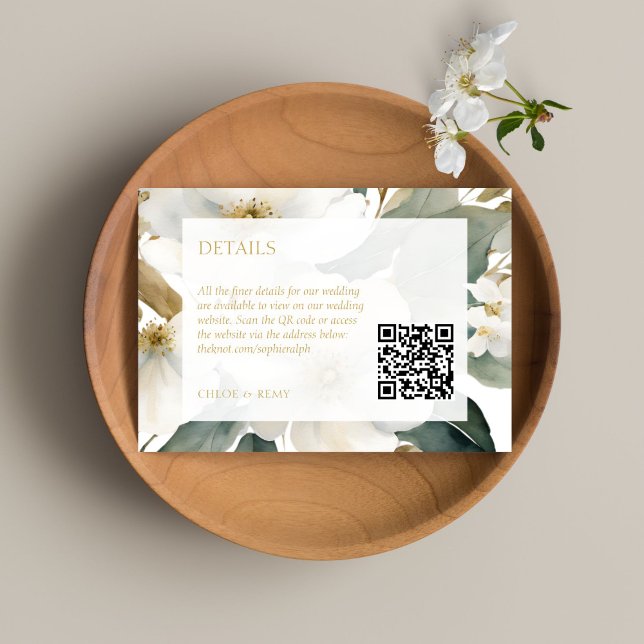 Watercolor Foliage Wedding QR Code Details  RSVP Card (Creator Uploaded)