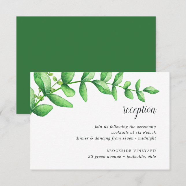 Watercolor Foliage Wedding Reception Card (Front/Back)