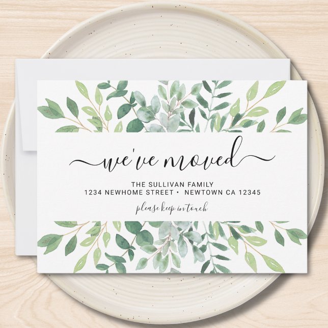 Watercolor Foliage We've Moved Announcement Card (Creator Uploaded)