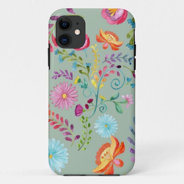 Watercolor Folk Flowers - Customisable Case-Mate iPhone Case (Back)