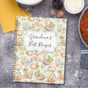 Watercolor Food Family Cooking Recipe Cookbook Notebook