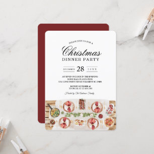 Watercolor Food Table Christmas Dinner Invitation