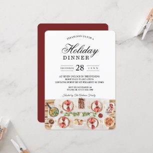 Watercolor Food Table Holiday Dinner Invitation