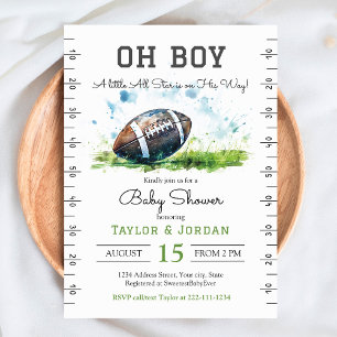 Watercolor Football Baby Shower Invitation