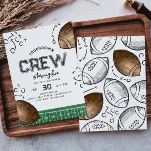 Watercolor Football Birthday Invitation