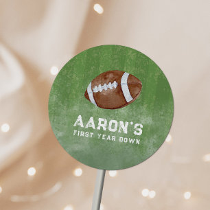 Watercolor Football Birthday Party Classic Round Sticker