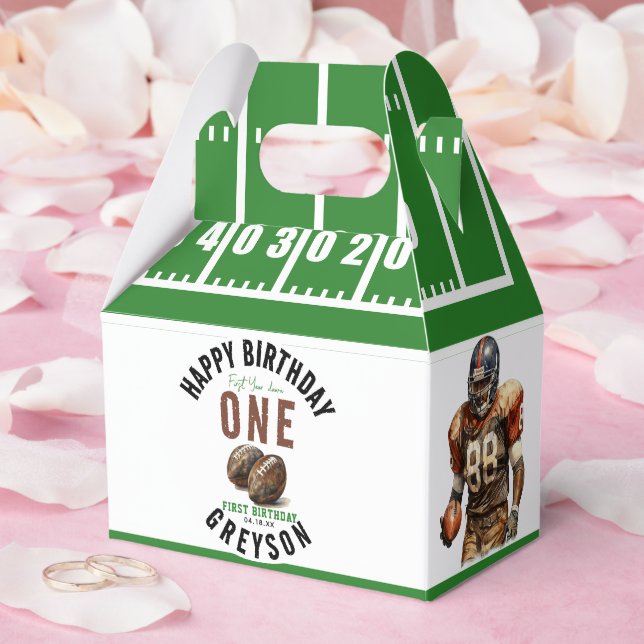 Watercolor Football First Year Down | 1st Birthday Favour Box (Wedding)