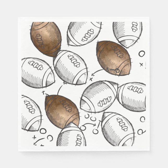 Watercolor Football Paper Napkins (Front)