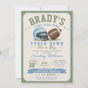watercolor football soccer baby shower invitation