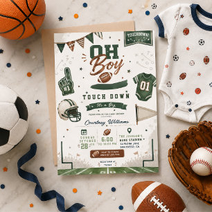 watercolor football soccer baby shower invitation