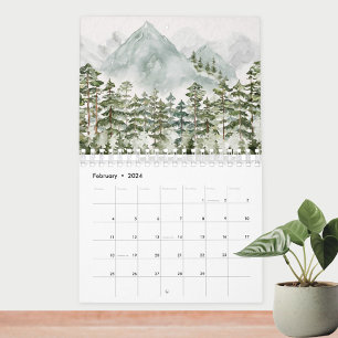 Watercolor Forest and Flower 2025 Calendar