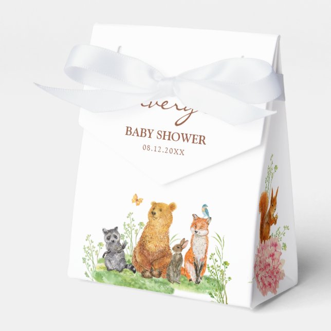 Watercolor Forest Animals Baby Shower Favour Box (Front Side)