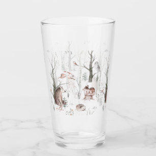 Watercolor Forest Animals Glass