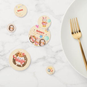 Watercolor forest animals kid birthday confetti