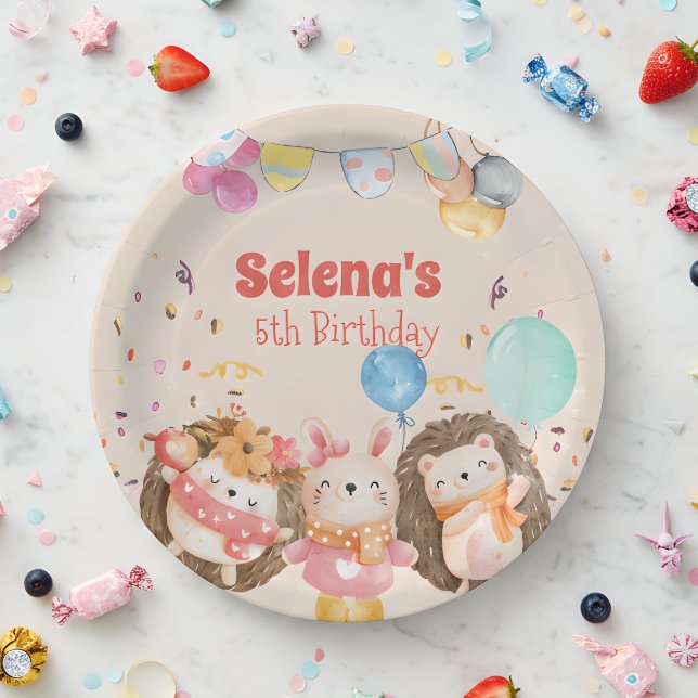 Watercolor forest animals kid paper plate (Creator Uploaded)