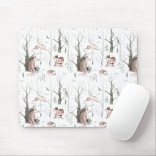 Watercolor Forest Animals Mouse Pad
