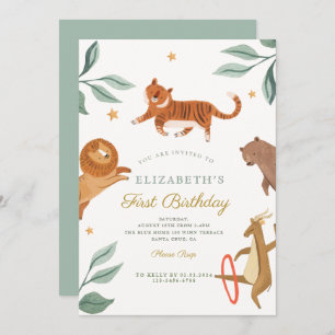 Watercolor forest animals turning one birthday