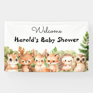 Watercolor Forest Baby Boy Shower Welcome Banner