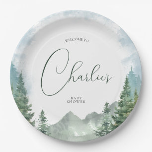 Watercolor Forest Baby Shower Paper Plate