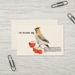 Watercolor forest bird waxwing business card