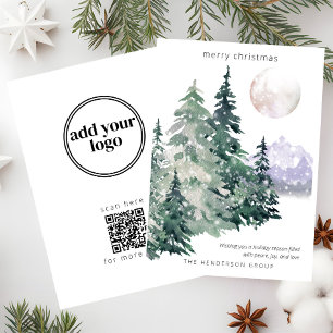 Watercolor Forest Business Christmas Holiday Card