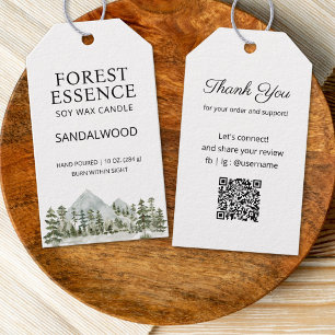 Watercolor Forest Candle Editable Product Hang Tag