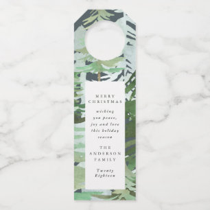 Watercolor forest Christmas Holiday Bottle Tag