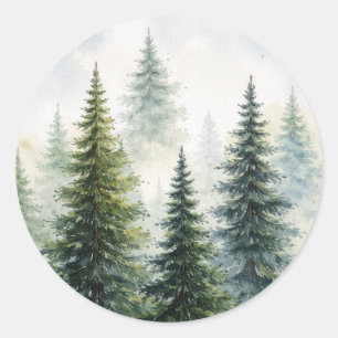 Watercolor Forest Classic Round Sticker