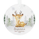 Watercolor Forest Deer Baby's First Christmas