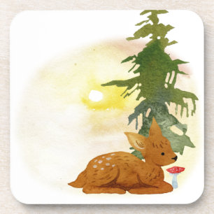 Watercolor Forest Fawn Coaster
