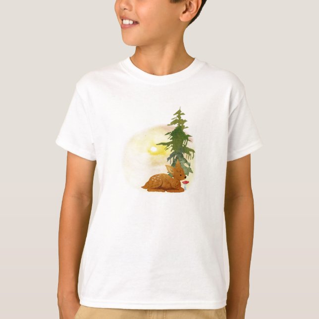 Watercolor Forest Fawn T-Shirt (Front)
