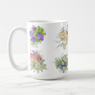 Watercolor forest flowers pattern coffee mug