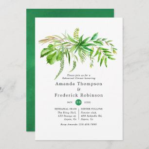 Watercolor Forest Greenery Rehearsal Dinner Invitation