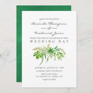 Watercolor Forest Greenery Wedding Invitation